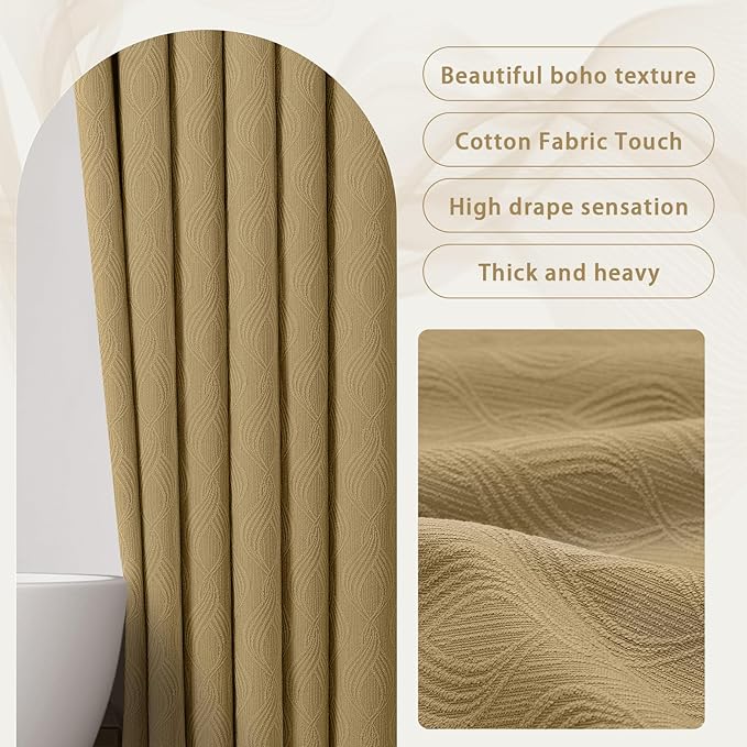 Awellife Modern Farmhouse Shower Curtains for Bathroom Fabric Brown Cotton Touch Bohemian Geometric 72" L X 72" W