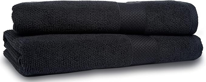 MAURA Premium Bath Sheets 100% Cotton 35x70 Oversized Ultra Absorbent Quick Dry Soft Towel Set for Bathroom Extra Large Bath Towels, Black