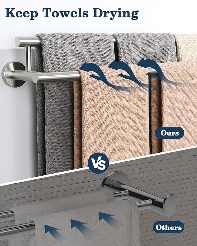 Alise Double Bath Towel Bars Towel Racks for Bathroom Lavatory,28 Inch Wall Mount Towel Holder SUS304 Stainless Steel Towel Hanger Towel Rail,GYT6902-700-LS Brushed Nickel