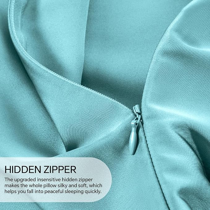 INFIIXSO Mulberry Silk Pillowcase for Hair and Skin, Silk Pillow Cases Standard Size with Hidden Zipper 20x26 Inches, Ultra Smooth and Soft Cooling Pillow Cases for Hot Sleepers(Ocean Mist, 1 Pack)