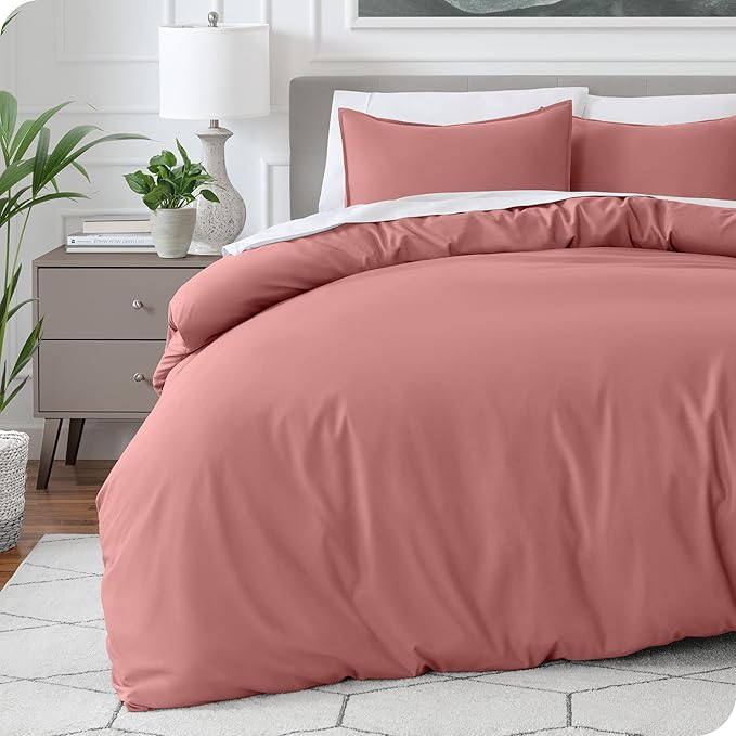 Bare Home Bedding Duvet Cover Queen Size - Premium 1800 Super Soft Collection - Lightweight, Cooling - Soft Breathable Bedding Duvet Cover (Queen, Dusty Rose)