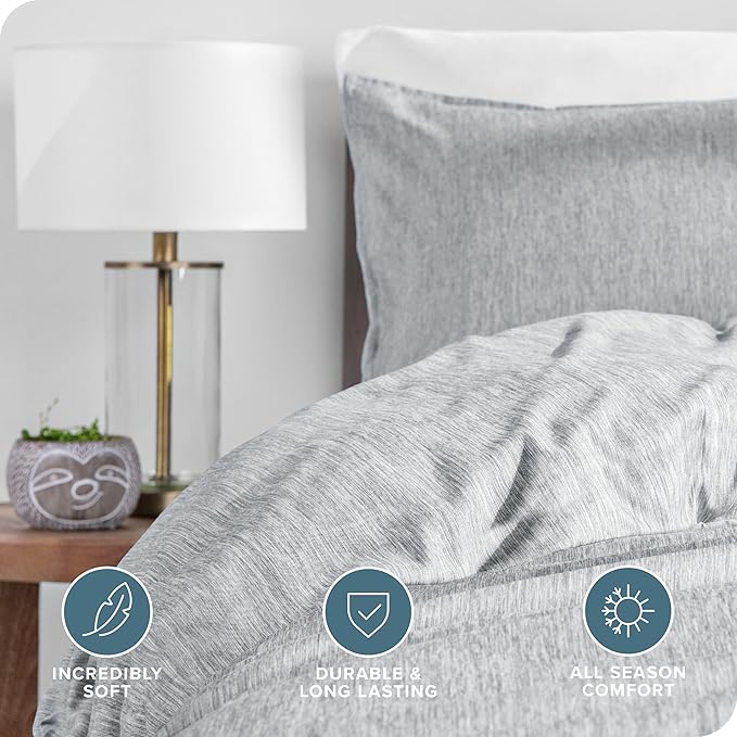 Bare Home Bedding Duvet Cover Queen Size - Premium 1800 Super Soft Collection - Lightweight, Duvet Cover - Soft Textured Bedding (Queen, Heathered Pewter)