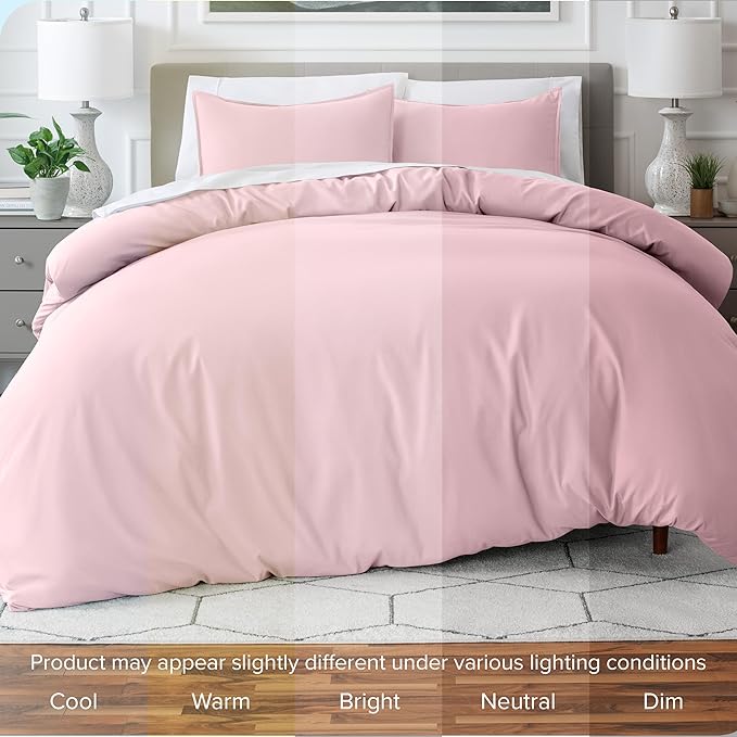 Bare Home Bedding Duvet Cover California King Size - Premium 1800 Super Soft Collection - Lightweight, Cooling - Soft Breathable Bedding Duvet Cover (Cal King, Dusty Pink)