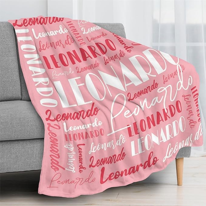 Name Blanket Personalized Blanket for Adult Kids Flannel Customize Throw Blanket Custom (Color 01, 40 x 50 Inches)