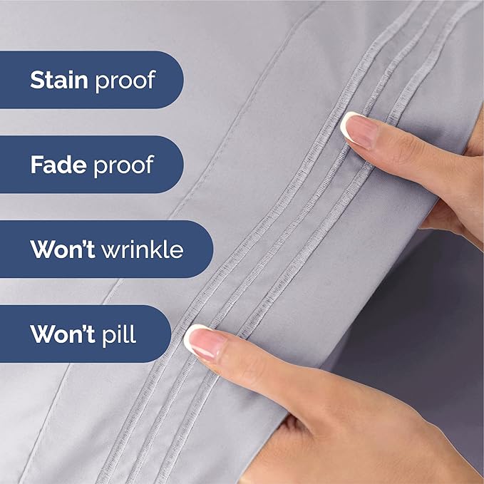 Split King Size 5 Piece Sheet Set - Extra Soft, Breathable & Cooling Sheets - Hotel Luxury Bed Sheets for Women & Men - Deep Pockets, Easy-Fit & Wrinkle-Free Sheets - Light Lilac Oeko-Tex Bed Sheets