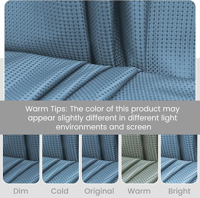 No Hook Shower Curtain with Snap in Liner Set Waffle Shower Curtain for Bathroom Hotel Style Fabric Waterproof Inner Liner，71" W x 74" H, Moonlight Blue