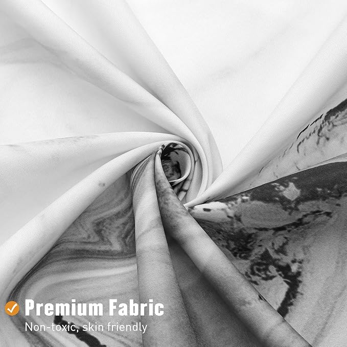 MitoVilla Grey Marble Extra Long Shower Curtain Set 72 x 84, Modern Ombre 84 inch XL Shower Curtains for Chic Bathroom Decor, Abstract Watercolor Fabric Shower Curtain