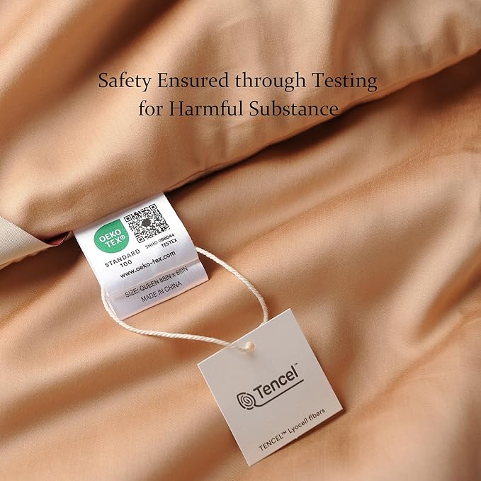 CUDDLE DREAMS Lightweight Silk Filled Comforter for Summer, Detachable Tencel Duvet Cover for Easy Care, Naturally Breathable (Bronze, Queen)
