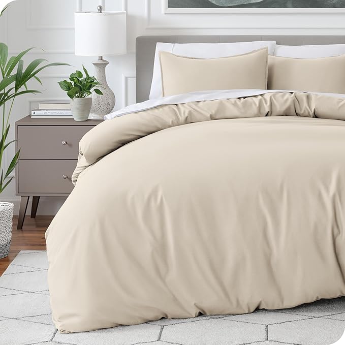 Bare Home Bedding Duvet Cover Full Size - Premium 1800 Super Soft Collection - Lightweight, Cooling - Soft Breathable Bedding Duvet Cover (Full, Sand)