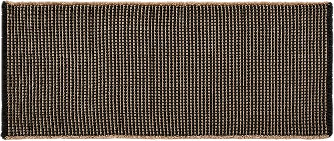 Waffle Runner Rug Bathroom, Long Boho Bathroom Rugs Non Slip Washable Super Absorbent Quick Dry Farmhouse Bath Decor, 60"x24" Khaki and Black