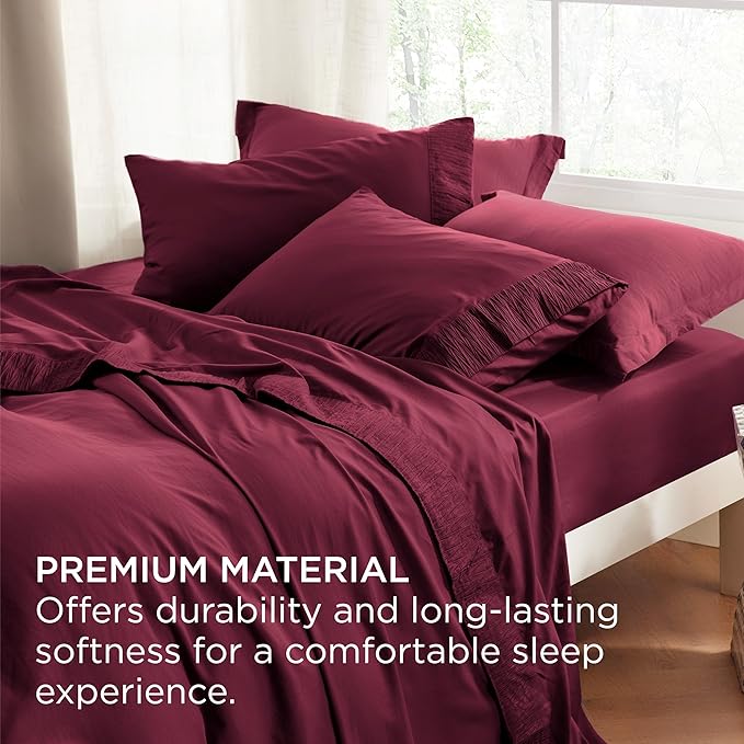 Bedsure King Size Sheets Set - 4 Pieces Soft King Sheets - Breathable & Cooling - Hotel Luxury - Easy Care Polyester Microfiber Bedding for Women, Men, Red