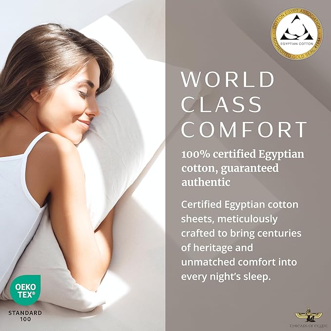 100% Egyptian Cotton Sheets Queen Size | 1200 Thread Count | CEA Gold Seal Certified | Ultra Soft | Cooling for Hot Sleepers | 18" Deep Pocket | Queen Size [White]