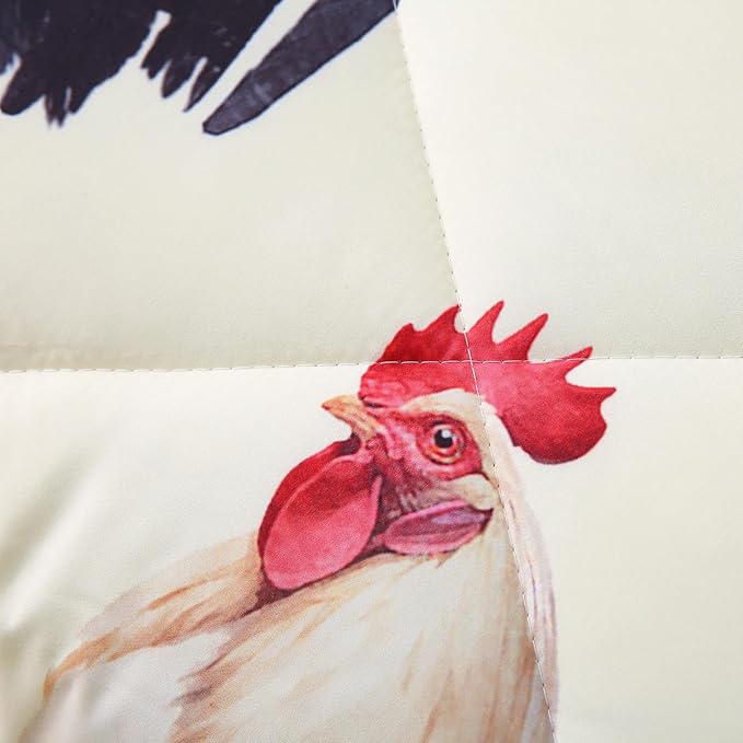 Wajade Chicken Comforter Set 7 Pcs Animal Theme Bedding Set Twin Size for Kids Adults Chicken Quilt Farm Theme Printed Pattern for Thanksgiving Birthday