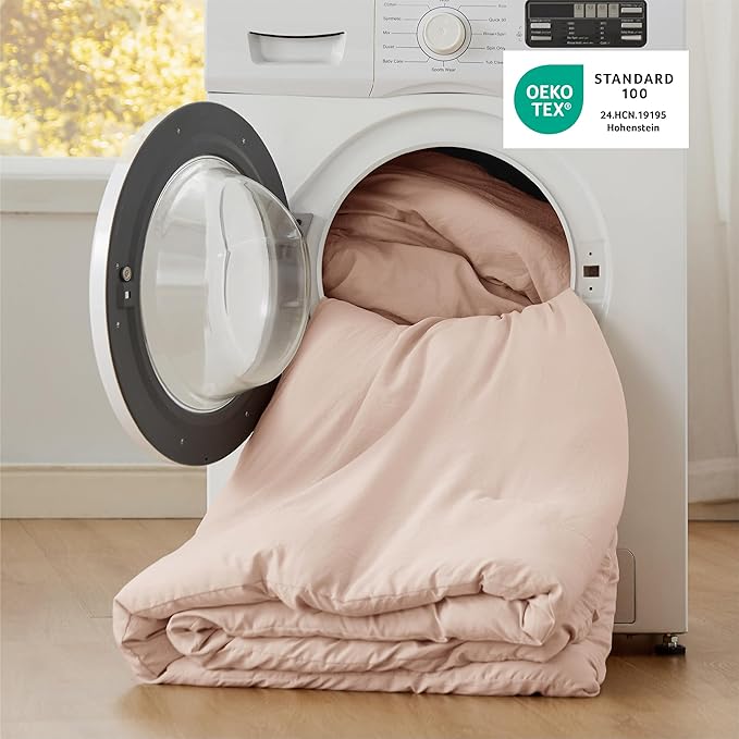 Bedsure King Size Comforter Set, Light Pink Soft Prewashed Bedding for All Seasons, 3 Pieces GentleSoft™ Warm Down Alternative Bed Set, 1 Lightweight Comforter (104"x90") and 2 Pillowcases (20"x36")