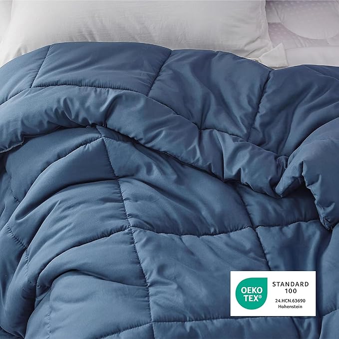 Bedsure Comforter Duvet Insert - Quilted Comforters Twin Size, All Season Duvet, GentleSoft Down Alternative Bedding, with 8 Tabs, Gifts for Women/Men, Dark Slate Blue, Twin 88 x 68 Inches