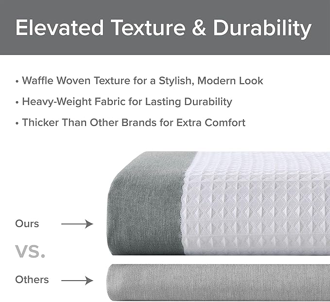 Madison Park Spa Waffle Shower Curtain Pieced Fabric with 3M Scotchgard Moisture Management, Premium Spa Quality Modern Shower Curtains for Bathroom, Standard 72x72, Charcoal