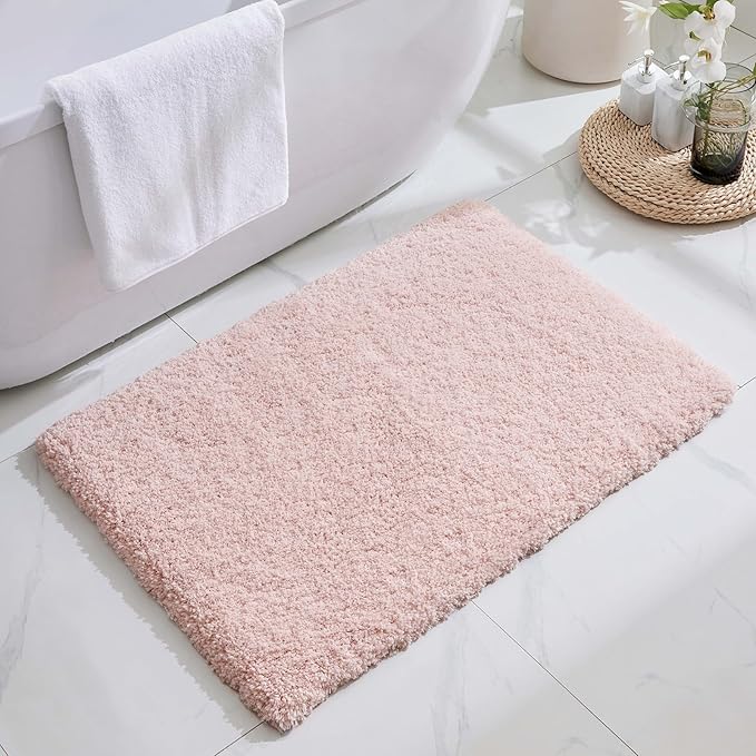 Pink Bathroom Rug 24x36 Non Slip Fluffy Bath Mat for Bathroom Floor Washable Plush Luxury Bath Rug for Tub Soft Shaggy Absorbent Shower Sink Mat