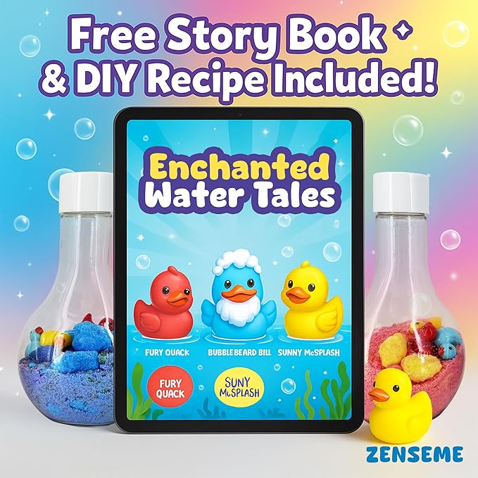 Bath Bombs for Boys with Mini Toy Ducks Inside – Kids Bath Bombs Powder - Bubble Bath for Kids – Bathtime Experiment Kit Mix - Blast of Foam & Colour Surprise – Gift Set of 4