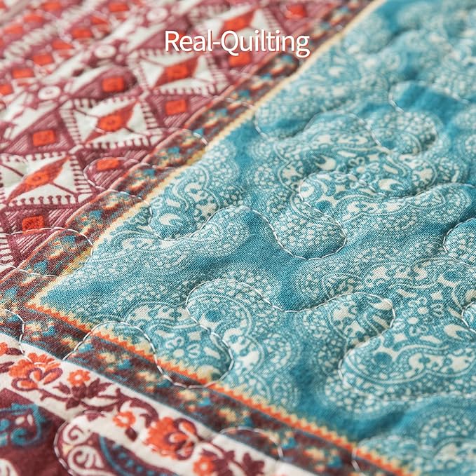 BEDIFANY 3 Pieces Cotton King Size Quilt Sets, Lightweight Bedspread King Size Soft Farmhouse King Quilt Bedding Sets for Bed Decorations for All Seasons,Orange
