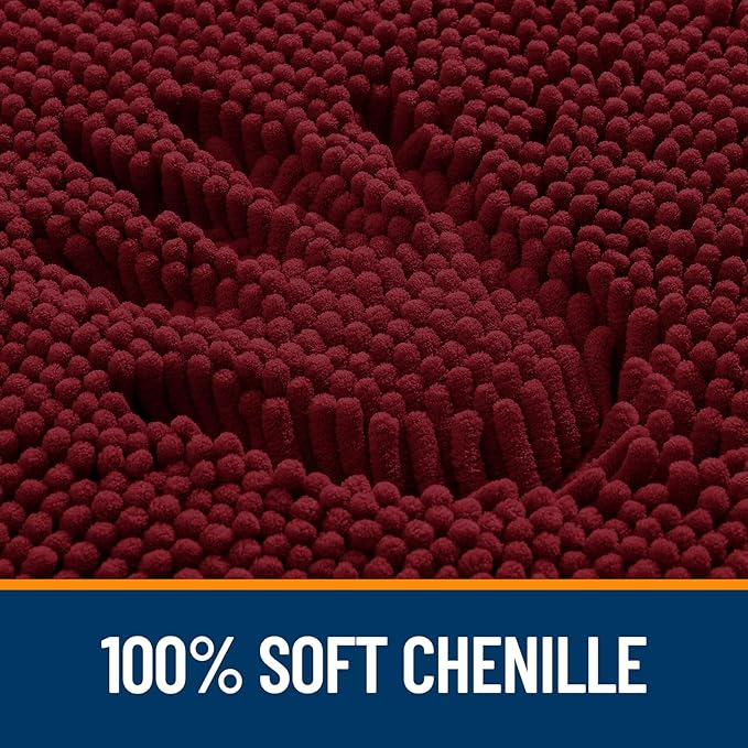 OLANLY Bathroom Rugs 40x32, Extra Soft Absorbent Chenille Bath Rugs, Rubber Backing Quick Dry, Machine Washable Bath Mats for Bathroom Floor, Tub and Shower, Home Decor Accessories, Burgundy