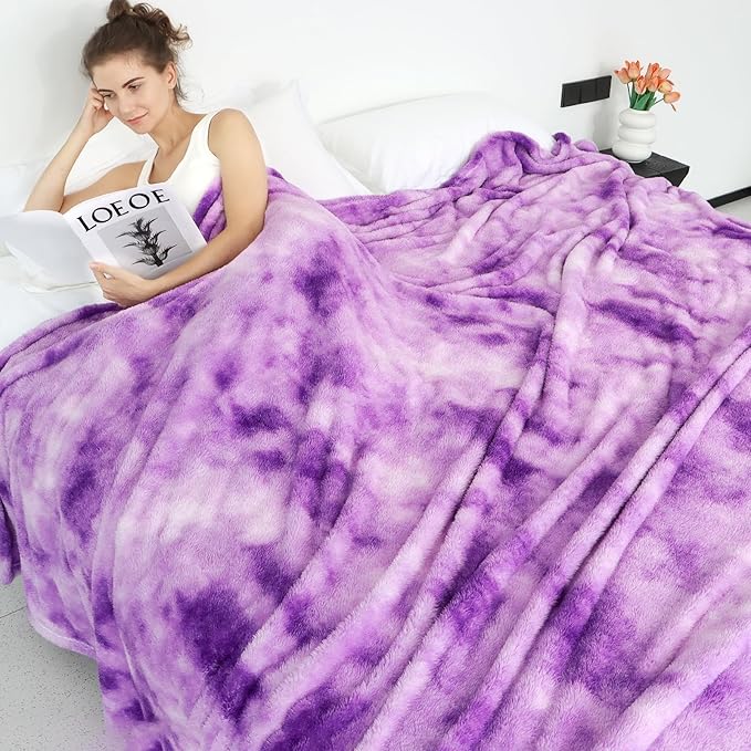 obinsm Fleece Blankets Purple Soft Blanket Fuzzy Throw Blankets for Bed