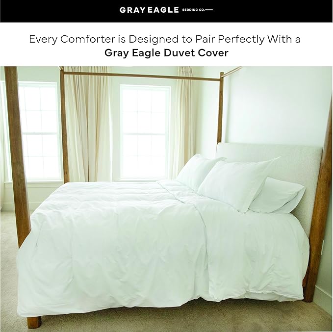 Gray Eagle Oversized Queen Comforter, White, All Season Down Alternative Comforter Queen, Extra Large Queen Comforter, Oversized Queen Duvet Insert, Fluffy Hotel Comforter, 104 x 98 inches