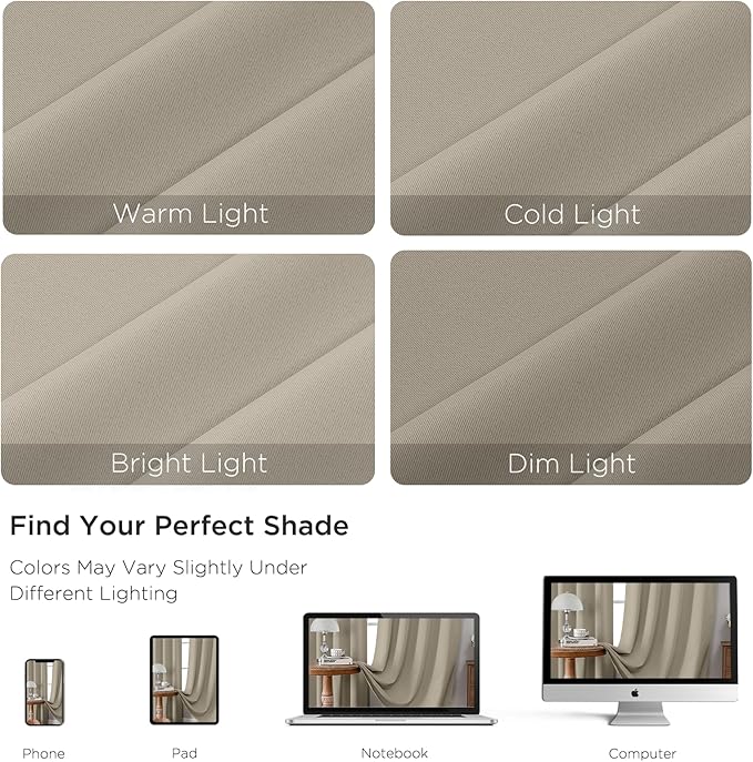 CUCRAF Light Beige Blackout Curtains 96 inch Length 2 Panels Set, Rod Pocket Room Darkening Drapes for Bedroom Living Room, Insulated Thermal Light Blocking Window Curtain (W52 x L96 Inch)