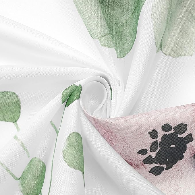 Gibelle Watercolor Floral Shower Curtain, Sage Green Beige Flower Shower Curtain for Bathroom, Modern Minimalist White Waterproof Fabric Shower Curtain Set with Hooks 72x72 Inch