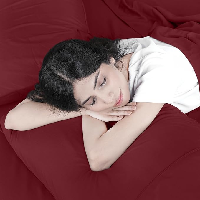 Utopia Bedding King Sheet Set – 4 Piece Bed Sheets for King Size Bed, Soft and Breathable Microfiber, Includes 1 Fitted Sheet, 1 Flat Sheet and 2 Pillowcases (Burgundy)