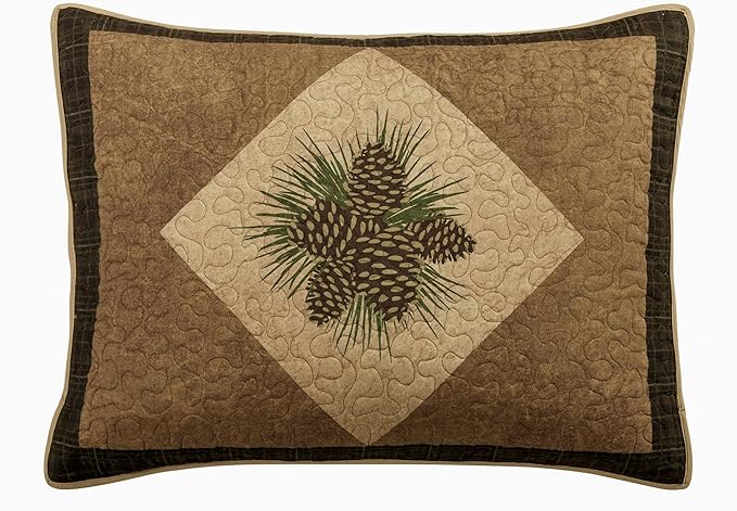 Donna Sharp Queen Polyester Bedding Set - 4 Piece - Antique Pine Lodge Quilt Set with Queen Quilt, Two Standard Pillow Shams and One Decorative Pillow - Machine Washable