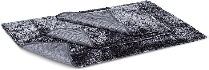 Internet's Best Microfiber Chenille Bath Mat - Non Slip Bathroom Rug - Soft Absorbent Carpet - Fast Drying Shower (24 x 17, Gray)