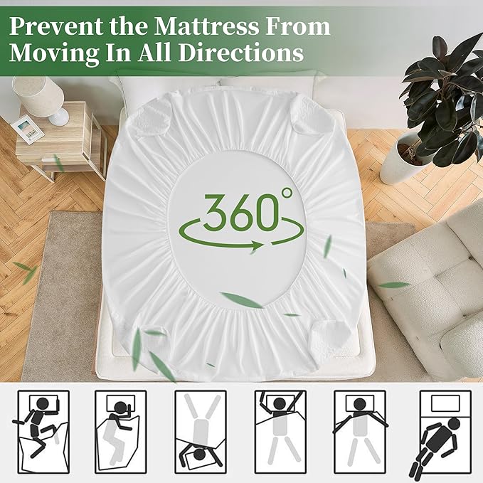 Premium 100% Waterproof Queen Mattress Protector NH Cooling Soft Bed Mattress Cover 5D Tech Breathable 8-21" Deep Pocket Vinyl-Free Noiseless Anti Slip and Wear-Resistant(3-in-1,Queen)