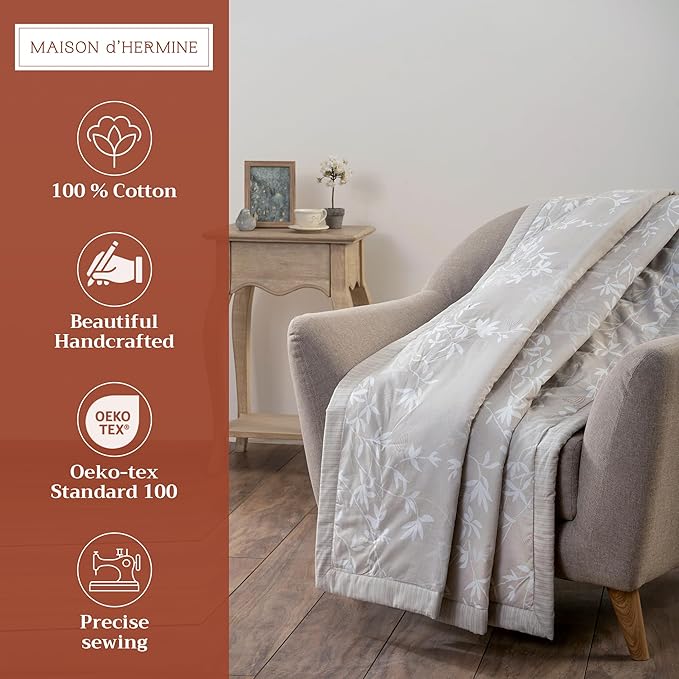 Maison d' Hermine Throw Blanket for Couch Lightweight Soft Warm Breathable Cotton Throw Blankets for Bed Girls Boys Women Men Gifts Sofa Travel Living Room Chair Bedding (50"x60", Louxor)