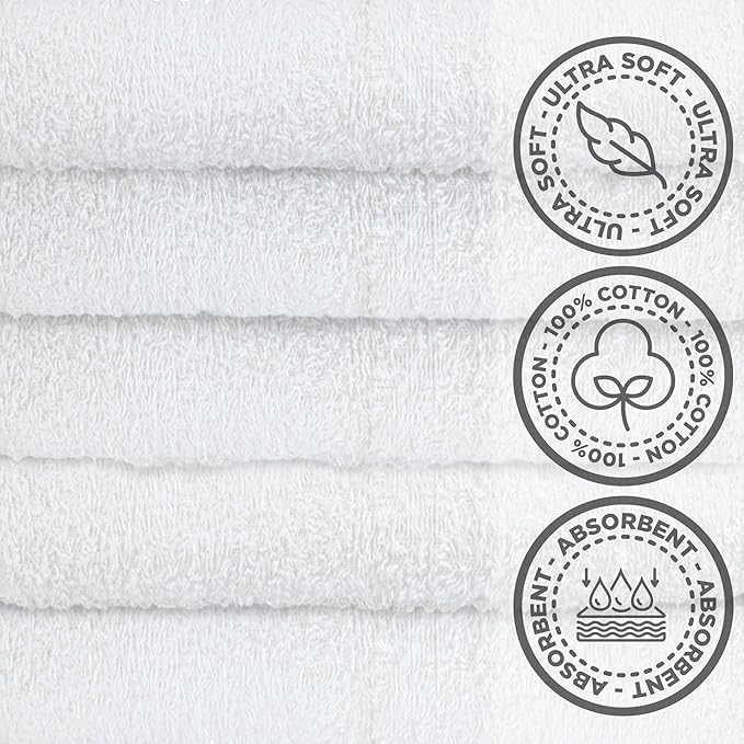 Crystal Ridge Cotton Wash Cloths 12 Pack - Washcloths for Showering, Face and Body, Soft and Highly Absorbent Multipurpose Towels for Bathroom, Kitchen, Spa and Gym - Wash Rags 12 x12 (Slate Grey)
