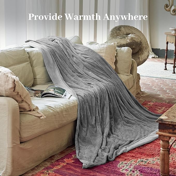 Electric Blanket Queen Size 84''X90'' - Heated Blanket with Dual Control Fast Heating 10 Heating Levels & 10 Hours Auto Off,ETL Certified Machine Washable (Grey)