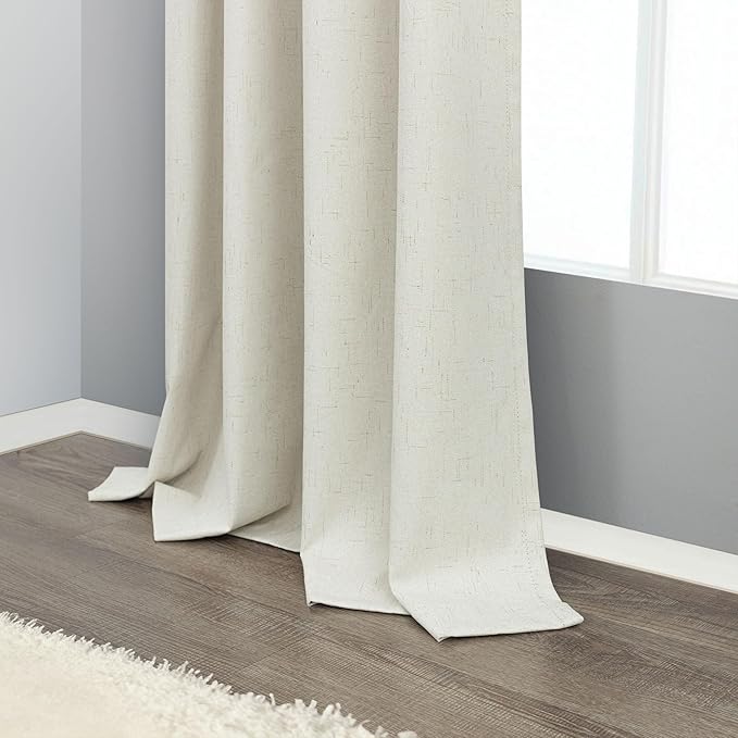 60 Inch Extra Wide Curtains for Windows 120 to 140 Blackout Linen 90 Inch Long Light Blocking Soundproof Patio Door Curtain 2 Panels Floor to Ceiling Drapes Heavy Thermal Insulated 60x90 Cream Ivory