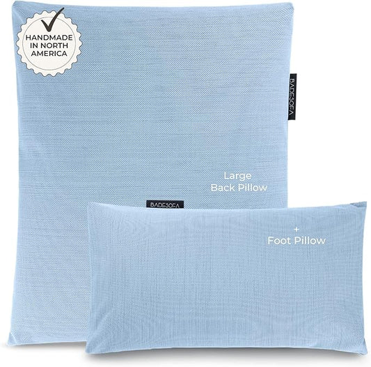 BADESOFA® Luxury Bath Pillow Set 2-Piece – Large Back Pillow & Foot Pillow for Tub – Spa-Grade Comfort for Head, Neck, Back & Feet – Quick Drying Bathtub Cushion Set in Blue