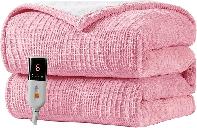 Heated Blanket Electric Blanket Throw 50”X60”-Heating Throw with 9 Heat Settings-10 Hours Auto Off,ETL Certified,Machine Washable (Light Pink)