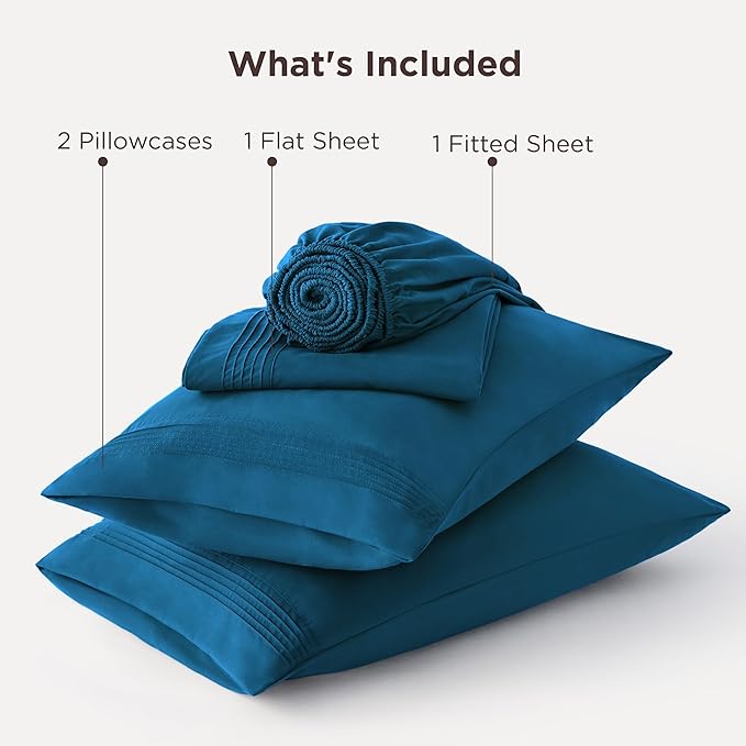 Bedsure Deep Pocket King Sheet Set - Fits Mattresses Up to 21 Inches Thick - 4 Piece GentleSoft Bed Sheets, Moisture Wicking, Soft & Cooling Bedsheet & Pillowcases, Easy & Secure Fit, Teal Blue