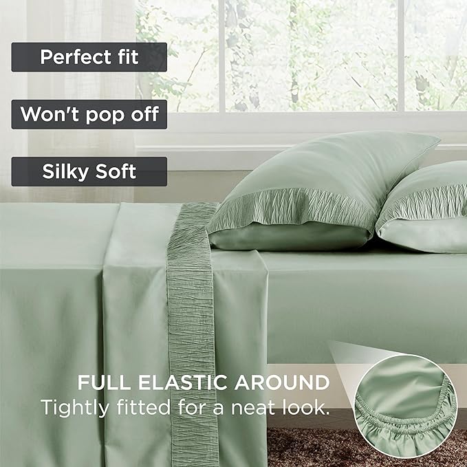Bedsure Full Size Bed Sheets - 4 Pieces Soft Full Sheet Set - Breathable & Cooling - Hotel Luxury - Easy Care Polyester Microfiber Bedding for Women, Men, Sage Green