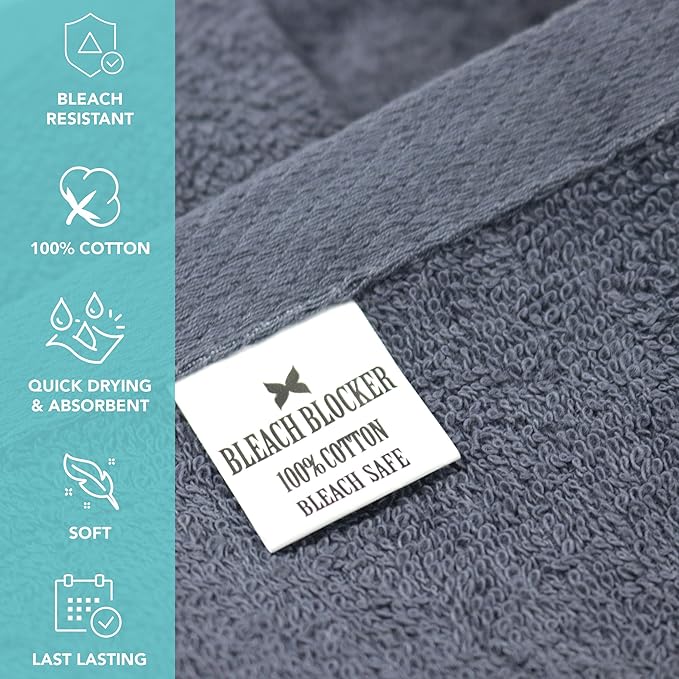 Arkwright Bleach Proof Salon Towels Bulk - Case of 180 - Highly Absorbent, 100% Cotton, Quick Dry Spa Face Towel for Hair Stylist, Barber, Pedicure, and Esthetician, 16 x 27 in, Navy