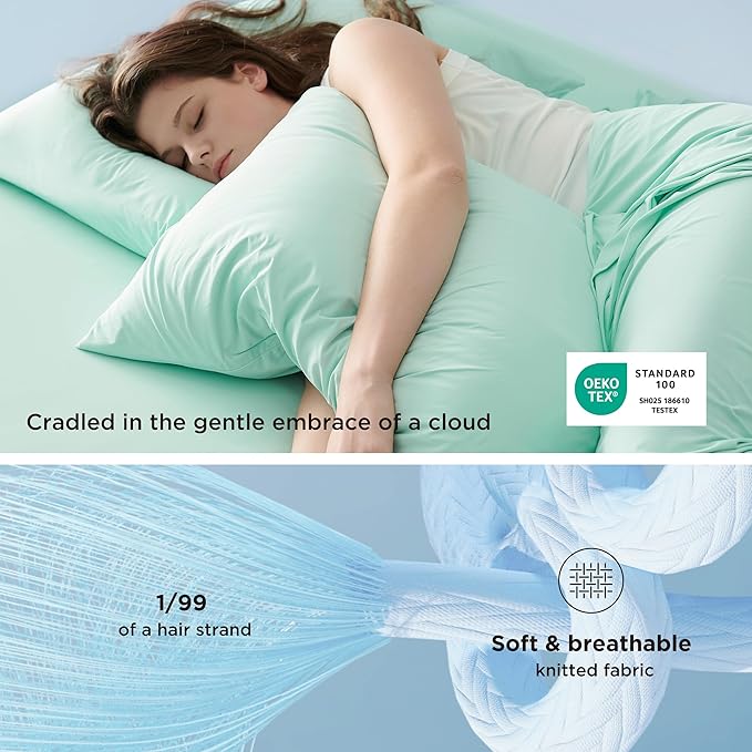 Bedsure Cooling Pillow Cases, Zipper Pillow Cases Queen Size Set of 2, Cool Pillowcases for Hot Sleepers & Night Sweats, Soft & Breathable Cold Pillow Covers for Hair & Skin, Gift, Green, 20x30 Inches