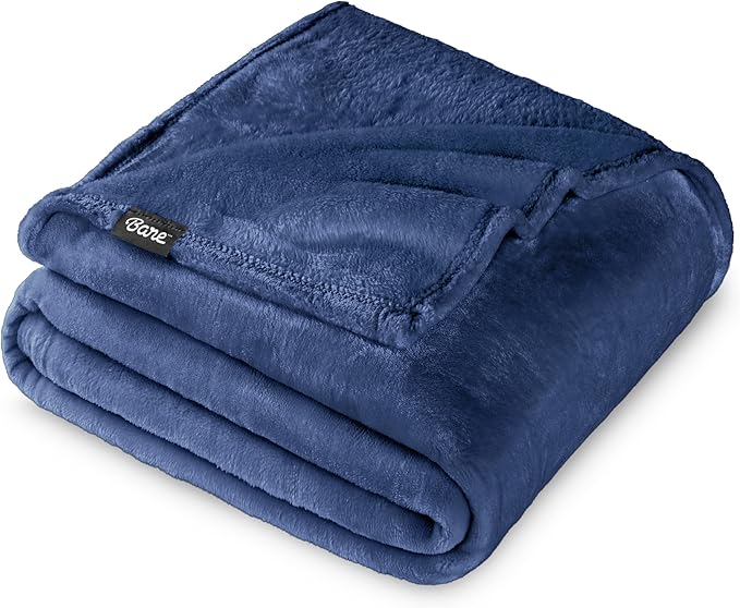 Bare Home Fleece Blanket - Full/Queen - Ultra-Soft Lightweight for Bed, Sofa, and Couch - Luxury Microplush - Cozy Warm Blanket (Full/Queen, Dark Blue)