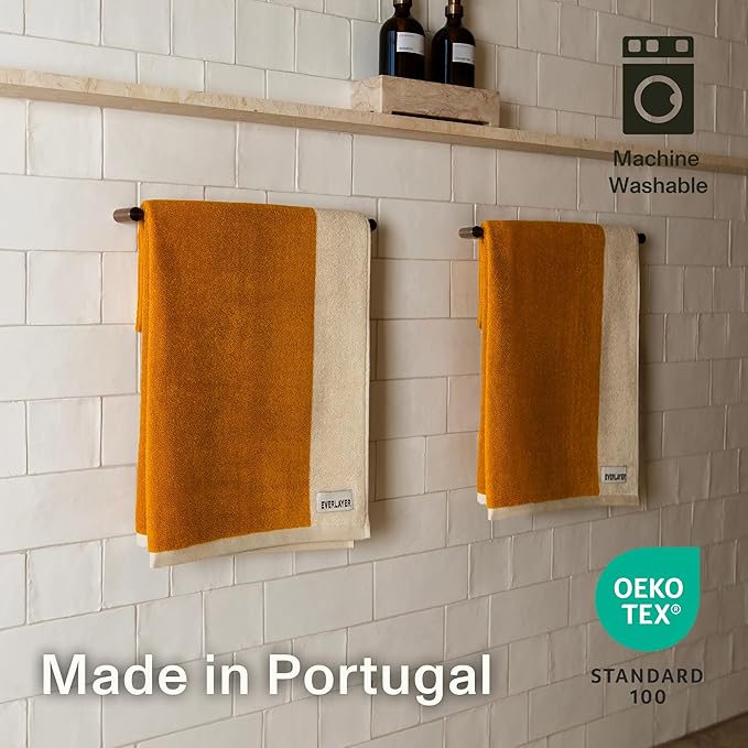 Towels - Ultra Soft, Thick and Plush, Reversible - 2 PC Luxury Hand Towels (16"x 28"), 550 GSM,100% Combed Cotton, Made in Portugal, Perfect for Home and Bathroom,Amber Charcoal-Janus