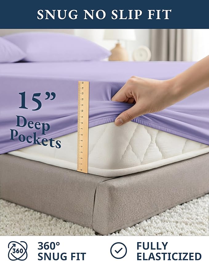LANE LINEN 100% Organic Cotton Sustainably Produced Extra Large Twin Sheets for Hospital Bed, Fully Elasticized Reinforsed Seams, Machine Washable Deep Pocket Twin XL Bedding- Orchid Petal