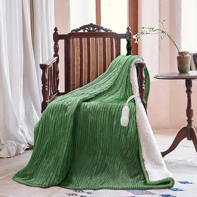 Heated Blanket Electric Blanket Throw 50”X60”-Heating Throw with 5 Heat Settings-3 Hours Auto Off,ETL Certified,Machine Washable (Emerald Green)