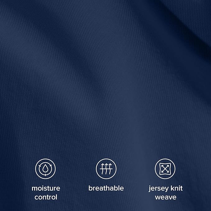 Bare Home 100% Organic Cotton Jersey Duvet Cover Set - King/Cal King Size - Ultra Soft - 100% Cotton - 3pcs - Corner Ties - Button Closure - Bed Duvet Cover & Pillow Shams (King/Cal King, Dark Blue)
