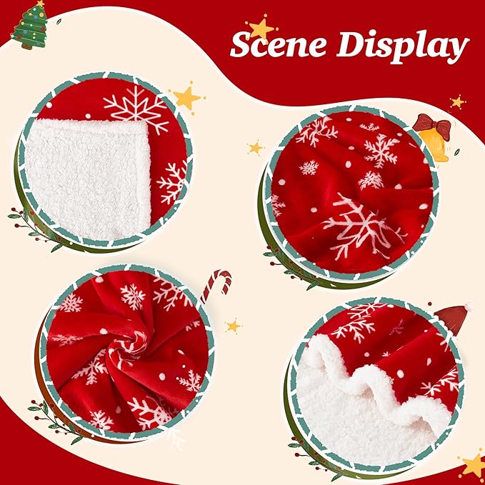 Touchat Red Sherpa Christmas Throw Blanket, Fuzzy Fluffy Soft Cozy Blanket, Fleece Flannel Plush Microfiber Blanket for Couch Bed Sofa (50" X 60",Red Snowflake)
