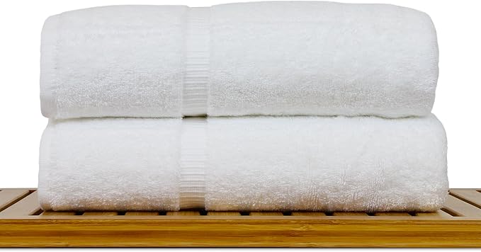 Luxury Hotel & Spa Ultra Soft Bath Towels 100% Turkish Cotton - White - Set of 2
