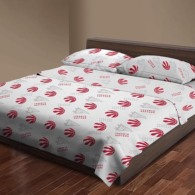 Northwest Officially Licensed Toronto Raptors NBA Twin Size Sheet Set – Soft Team Logo Bedding for Dorms, Bedrooms, Fan Caves & Game Day Style